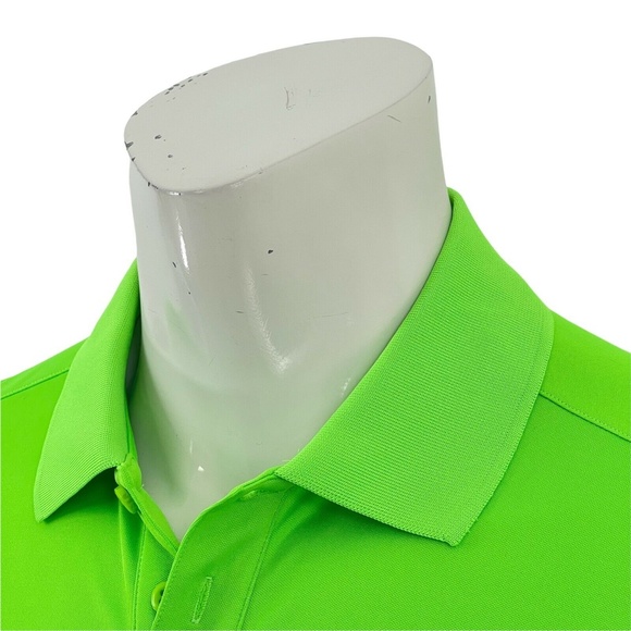 Under Amour Loose Heatgear Fluorescent Green Golf Polo Shirt Youche CC Mens L - Picture 5 of 11
